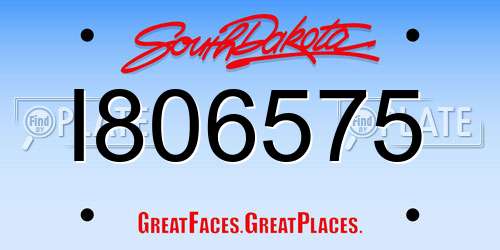 I806575 South Dakota License Plate