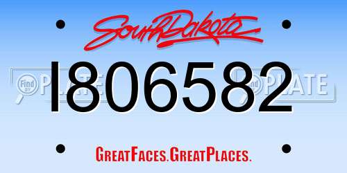 I806582 South Dakota License Plate