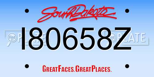 I80658Z South Dakota License Plate