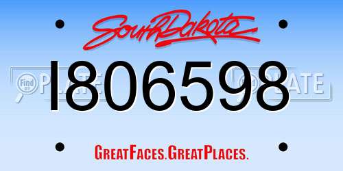 I806598 South Dakota License Plate
