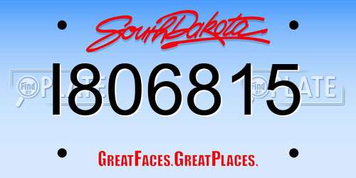 I806815 South Dakota License Plate