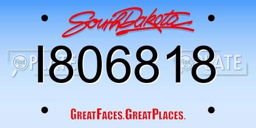 I806818 South Dakota License Plate