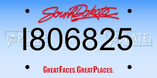 I806825 South Dakota License Plate