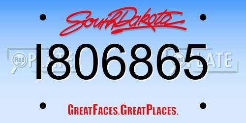 I806865 South Dakota License Plate