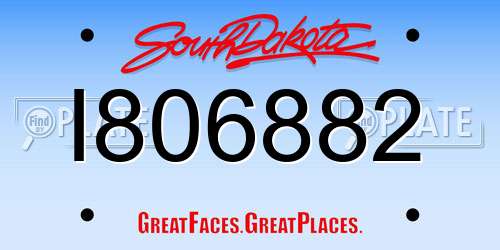 I806882 South Dakota License Plate