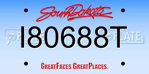 I80688T South Dakota License Plate