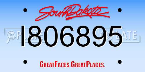 I806895 South Dakota License Plate