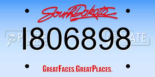 I806898 South Dakota License Plate