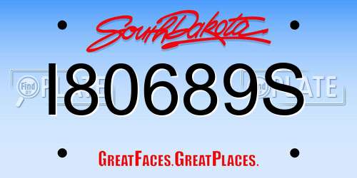 I80689S South Dakota License Plate