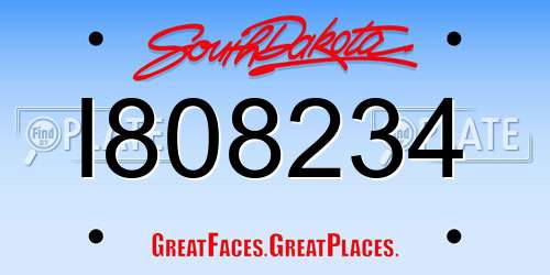 I808234 South Dakota License Plate