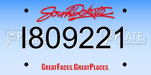 I809221 South Dakota License Plate