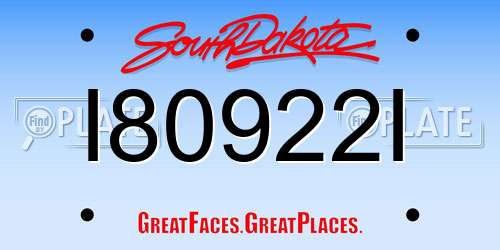 I80922I South Dakota License Plate