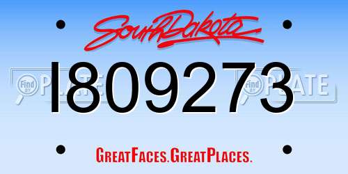 I809273 South Dakota License Plate