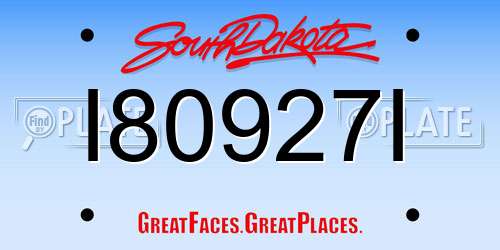 I80927I South Dakota License Plate