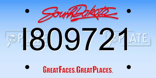 I809721 South Dakota License Plate