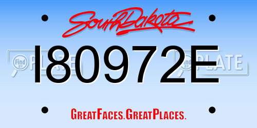 I80972E South Dakota License Plate