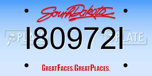 I80972I South Dakota License Plate