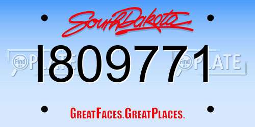 I809771 South Dakota License Plate