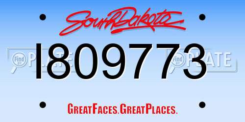 I809773 South Dakota License Plate