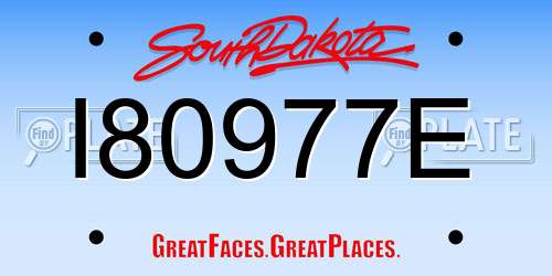 I80977E South Dakota License Plate