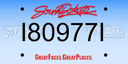 I80977I South Dakota License Plate