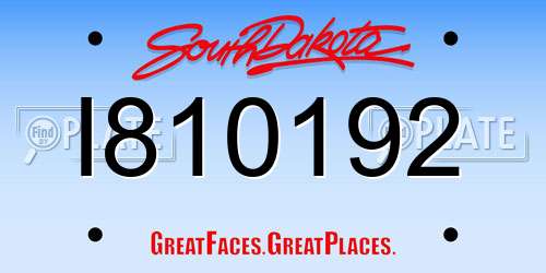 I810192 South Dakota License Plate