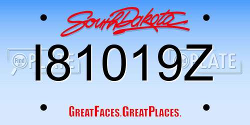 I81019Z South Dakota License Plate