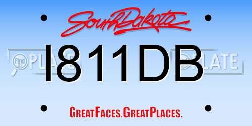 I811DB South Dakota License Plate