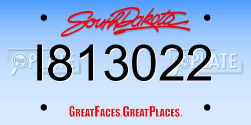 I813022 South Dakota License Plate