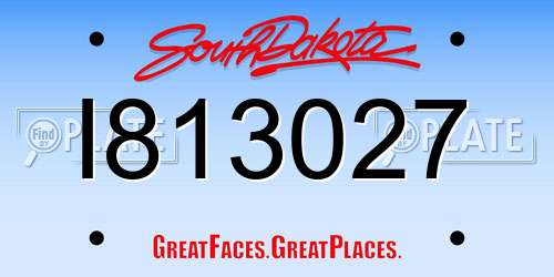 I813027 South Dakota License Plate