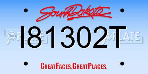 I81302T South Dakota License Plate