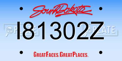 I81302Z South Dakota License Plate