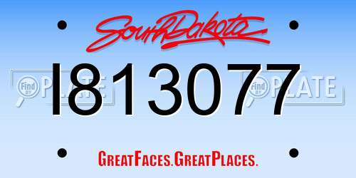 I813077 South Dakota License Plate
