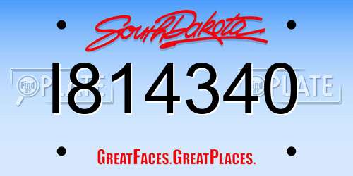 I814340 South Dakota License Plate