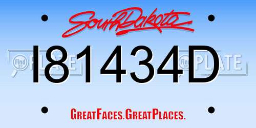 I81434D South Dakota License Plate