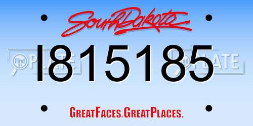 I815185 South Dakota License Plate