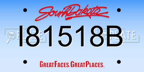 I81518B South Dakota License Plate