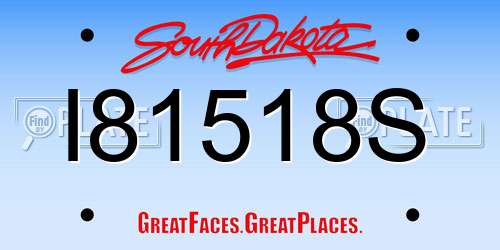 I81518S South Dakota License Plate