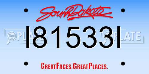 I81533I South Dakota License Plate