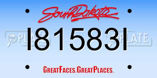 I81583I South Dakota License Plate