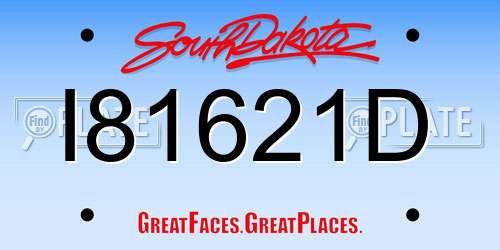 I81621D South Dakota License Plate