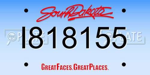 I818155 South Dakota License Plate