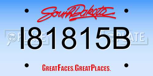 I81815B South Dakota License Plate