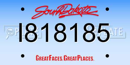 I818185 South Dakota License Plate