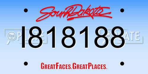 I818188 South Dakota License Plate