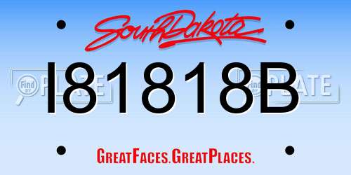 I81818B South Dakota License Plate