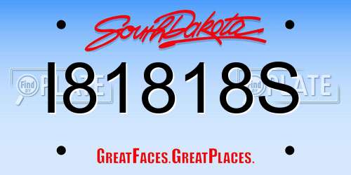 I81818S South Dakota License Plate