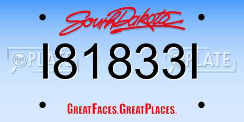 I81833I South Dakota License Plate