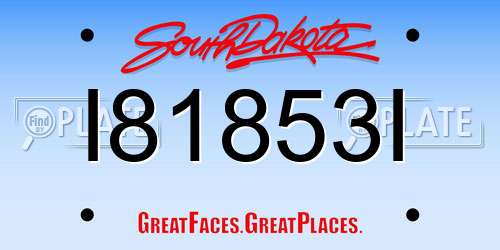 I81853I South Dakota License Plate