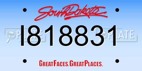 I818831 South Dakota License Plate